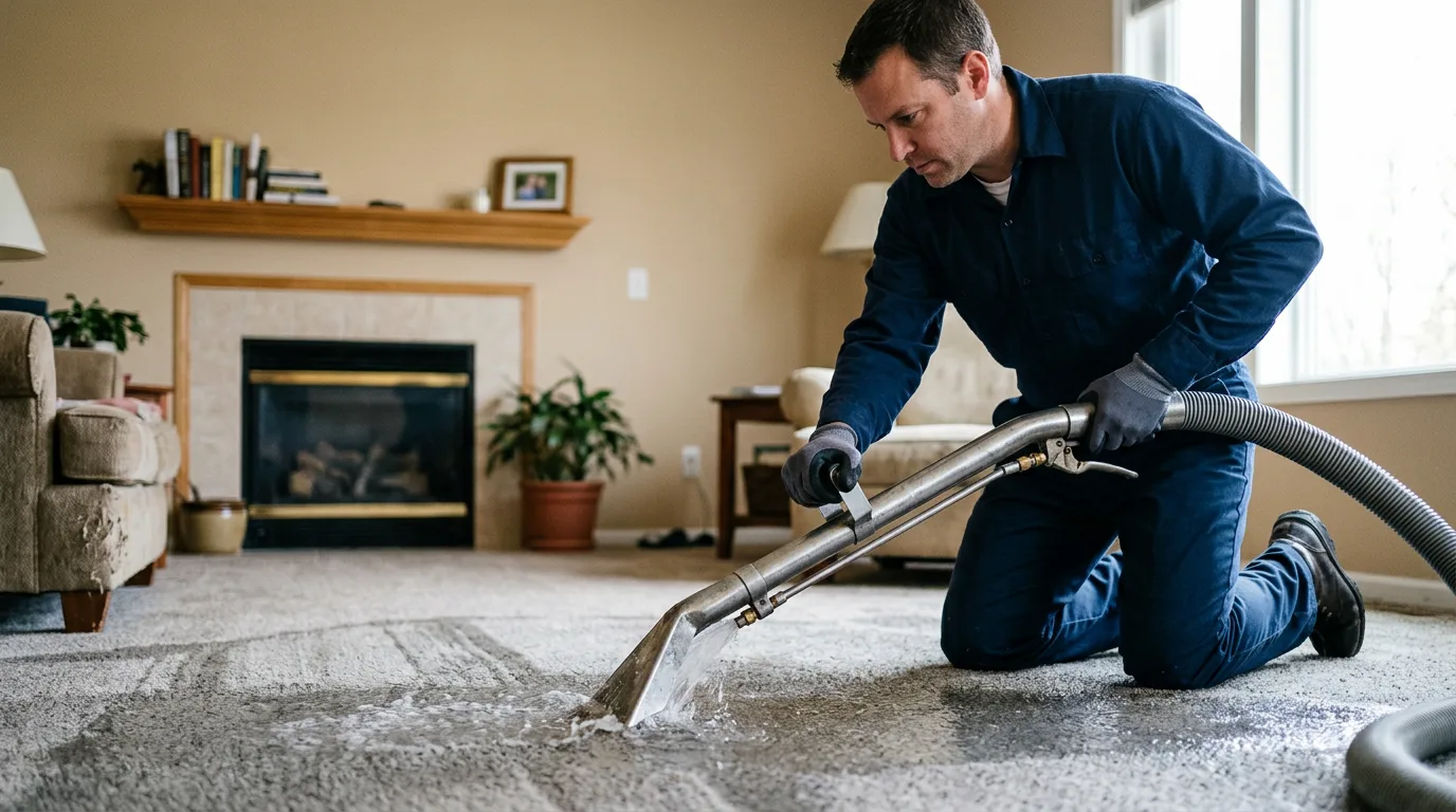 Water damage restoration technician working near Henley, MO